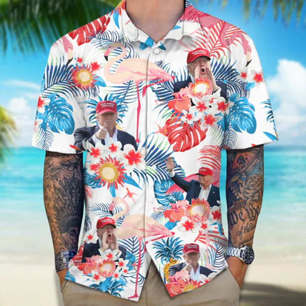 Trump 2024 Aloha Hawaiian Shirt Donald Trump Campaign Tropical Shirts Gift For Dad