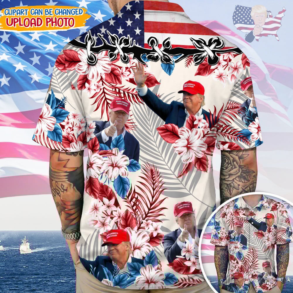 Trump 2024 Aloha Hawaiian Shirt Pro Trump Button Up Shirt Patriot Merch Gift For Dad