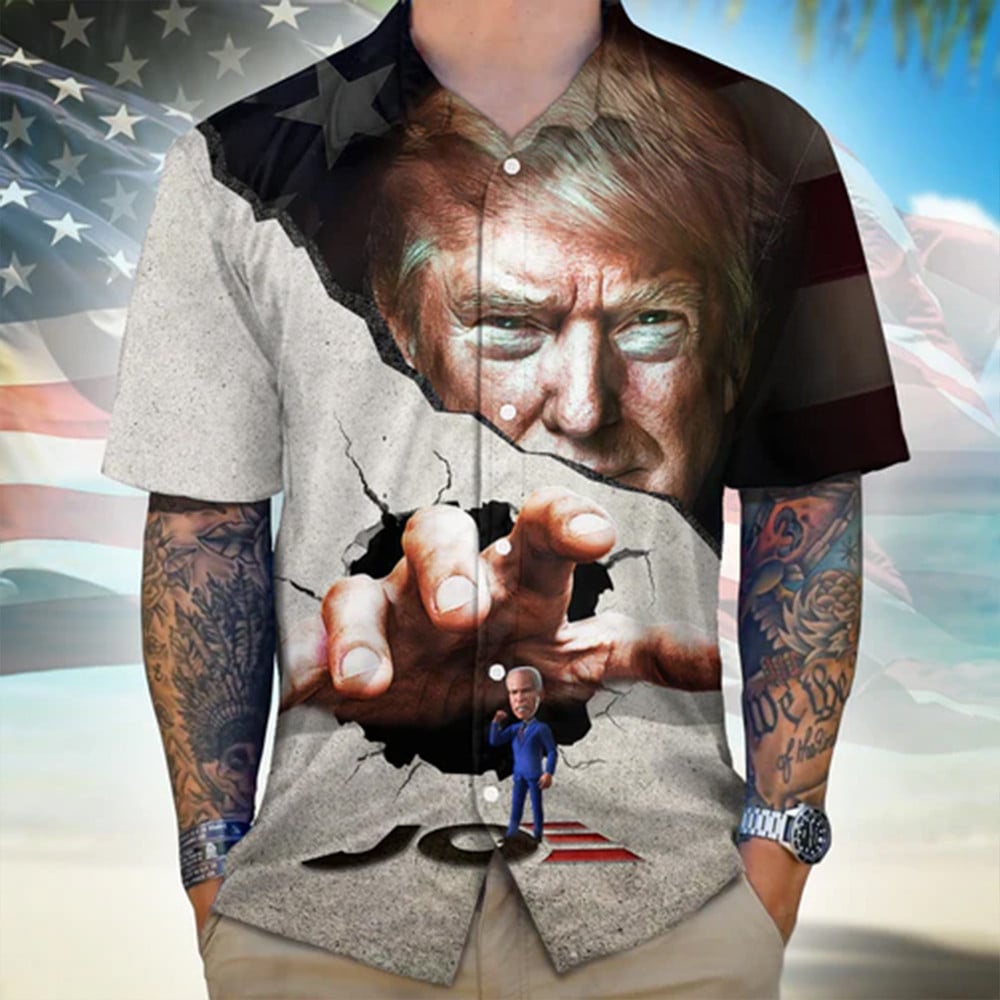 Trump 2024 Hawaiian Shirt Anti Joe Button Up Shirt FJB Merch Gifts For Trump Supporters