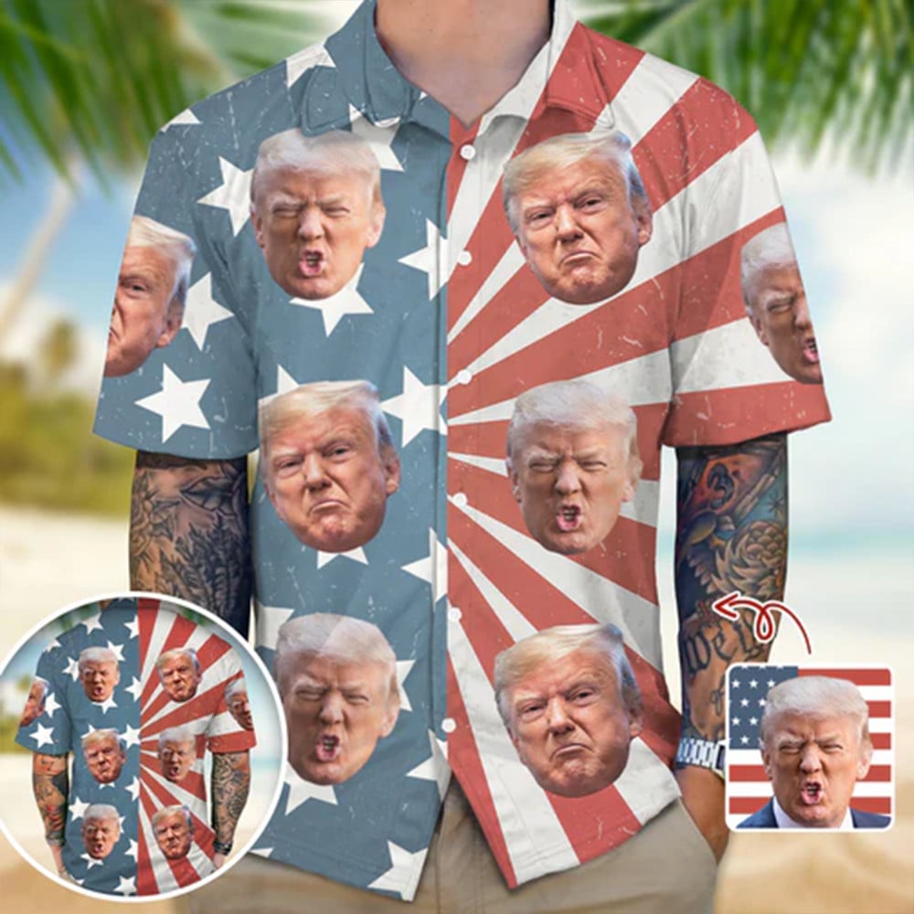Trump 2024 Hawaiian Shirt Funny Donald Trump Patriotic Button Up Shirt Gift For Husband