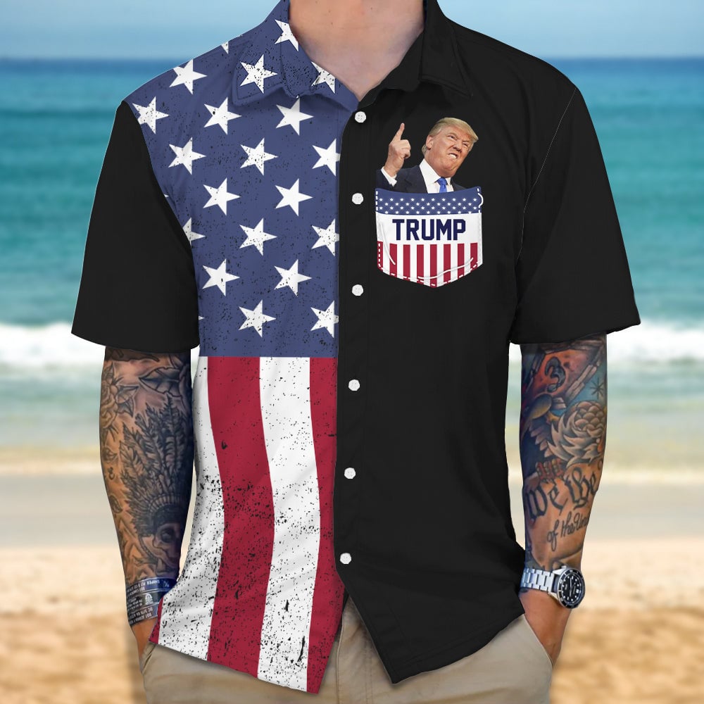 Trump 2024 Hawaiian Shirt I Stand With Trump Button Up Shirt Gifts For MAGA Supporters