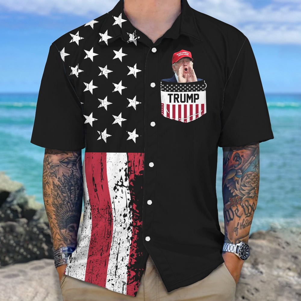 Trump 2024 Hawaiian Shirt Make America Great Again Donald Trump Button Up Shirt MAGA Merch