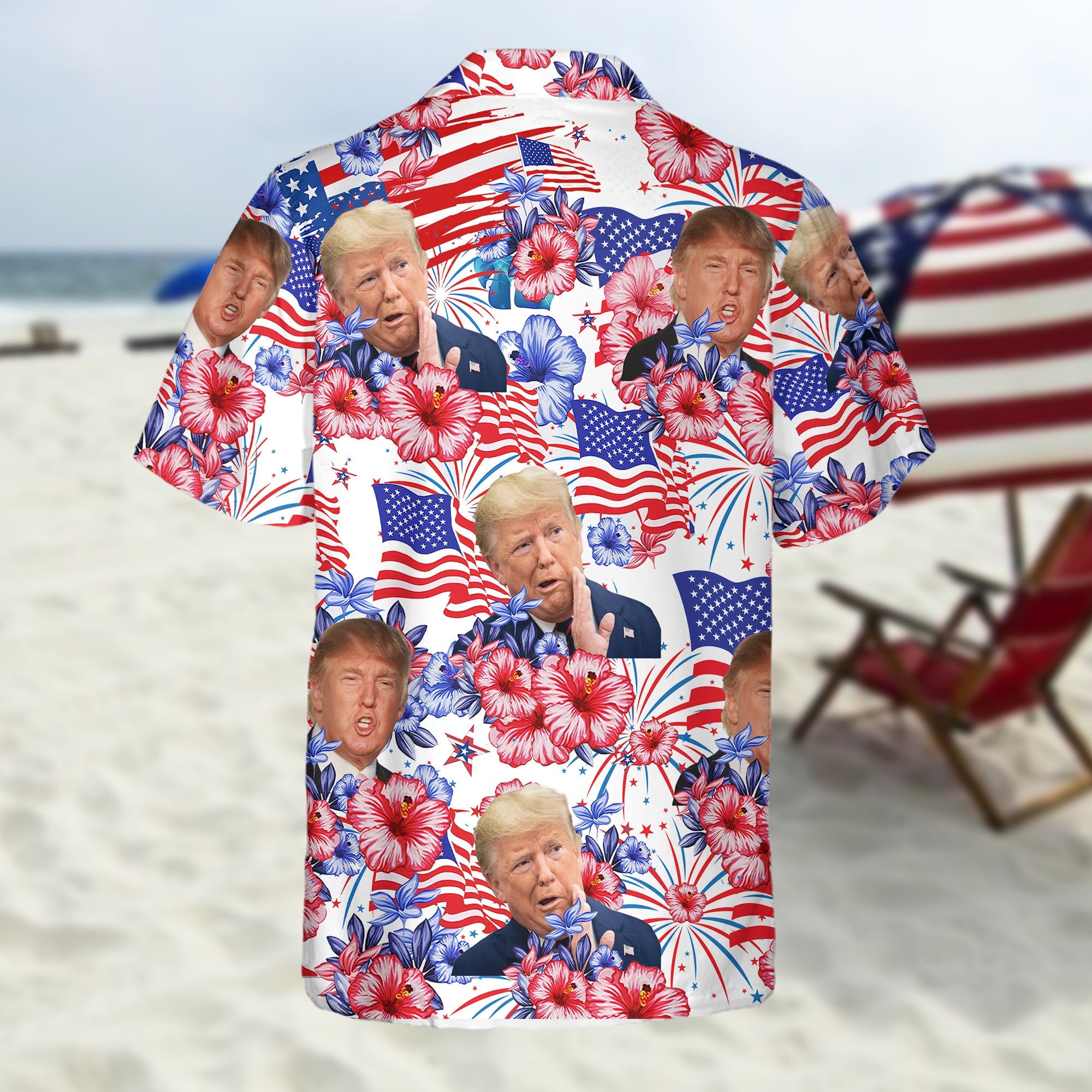 Trump 2024 Hawaiian Shirt Make America Great Again Donald Trump Merch Patriotic Button Up