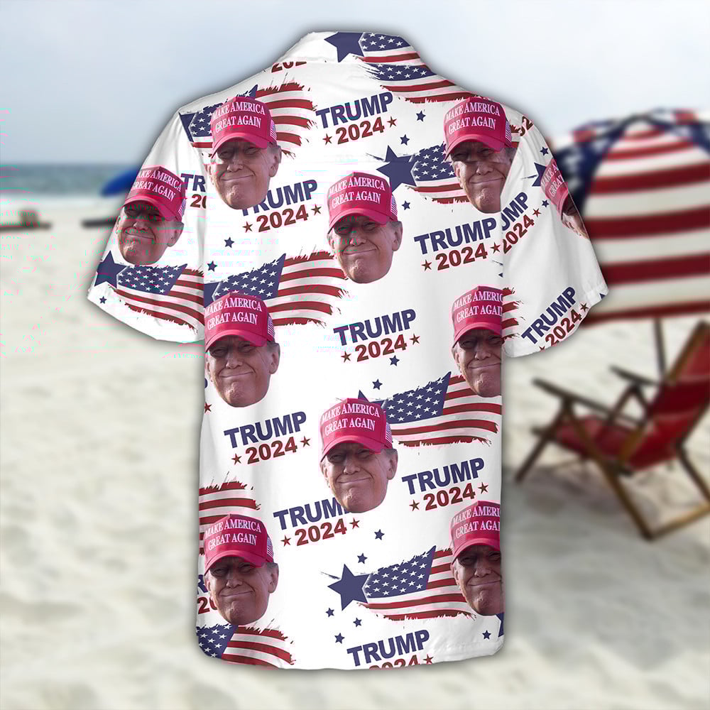 Trump 2024 Hawaiian Shirt Make America Great Again Trump President Button Up Shirt MAGA Merch