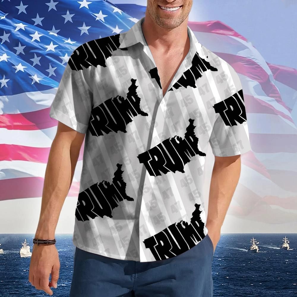 Trump 2024 Hawaiian Shirt Vote Trump For President Patriotic Button Up Gifts For Dad