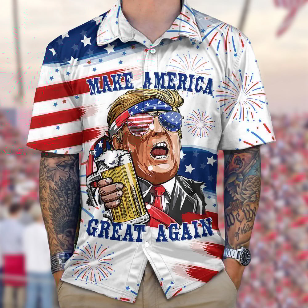 Trump 2024 Make America Great Again Hawaiian Shirt President Donald Trump Patriotic Shirt
