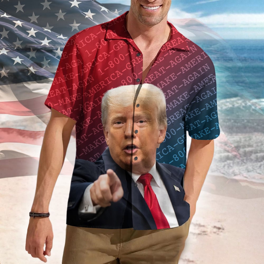 Trump 2024 Make America Great Again Hawaiian Shirt Pro Trump Patriotic Button Up MAGA Merch