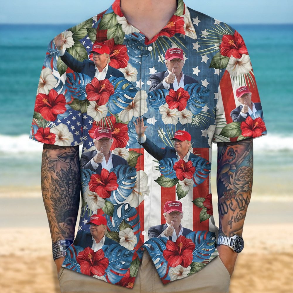 Trump 2024 Make America Great Again Hawaiian Shirt Support Donald Trump 47 Aloha Shirt