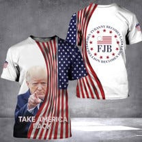 Alternative view of Trump 2024 Take America Back Hawaiian Shirt FJB Let's Go Brandon USA Flag MAGA Merch