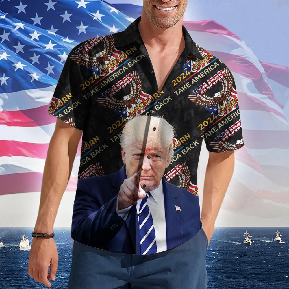 Trump 2024 The Return Take America Back Hawaiian Shirt US Eagle President Donald Trump Merch
