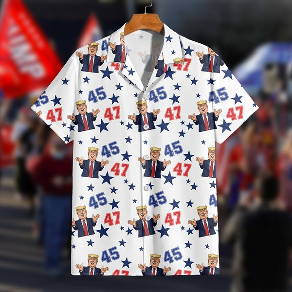 Trump 45 47 Hawaiian Shirt MAGA Clothing Patriotic Gift Idea For Trump Supporters