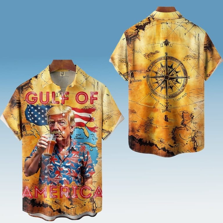 Trump Gulf Of America Vintage Map Hawaiian Shirt Christmas Gifts For Trump Supporters 2026