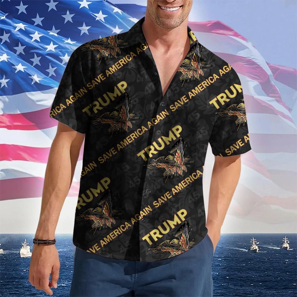 Trump Save America Again Hawaiian Shirt Trump Not Guilty Button Up Shirt Gifts For Dad