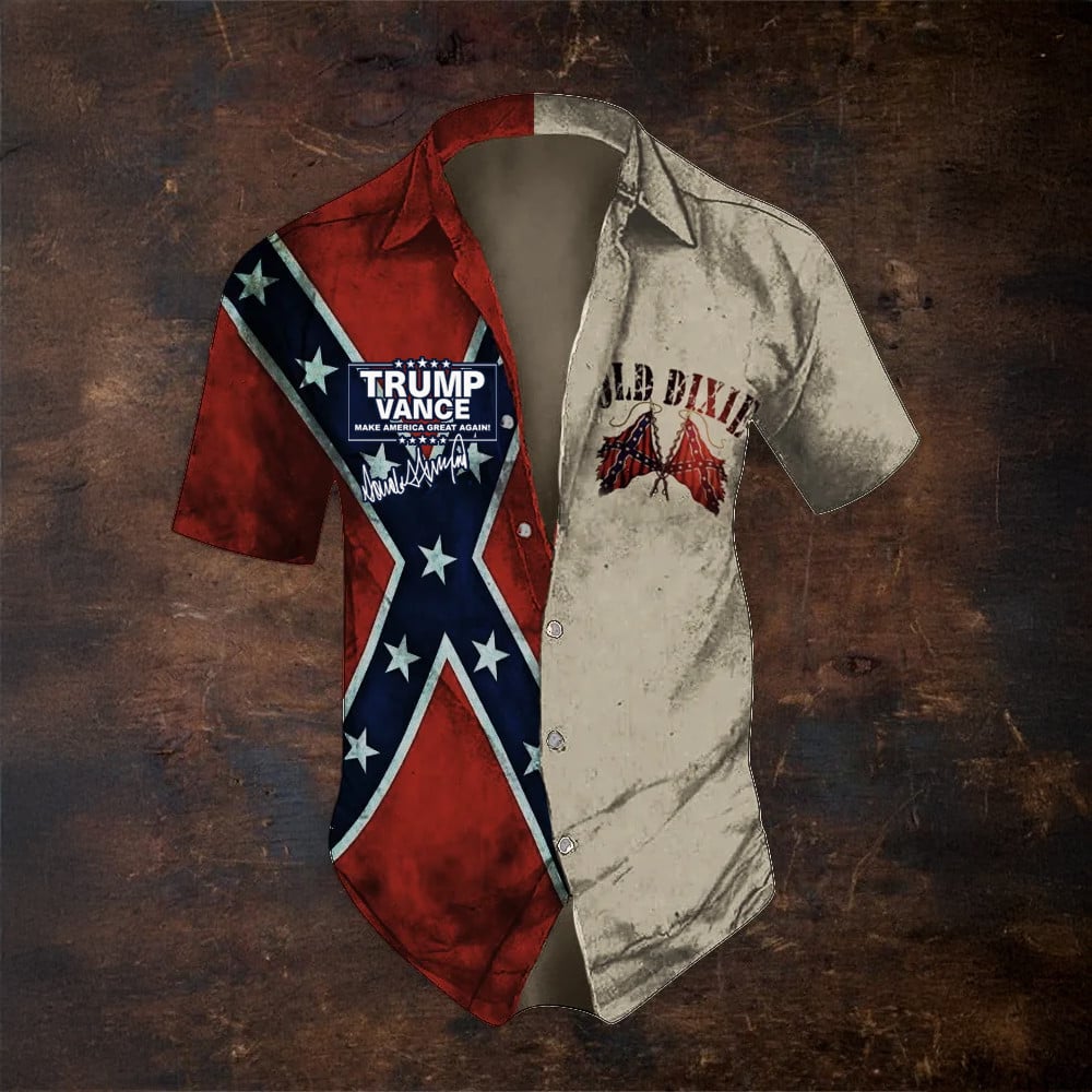 Trump Vance Button Up Shirt Vintage Southern Old Dixie Merch Make America Great Again Shirt