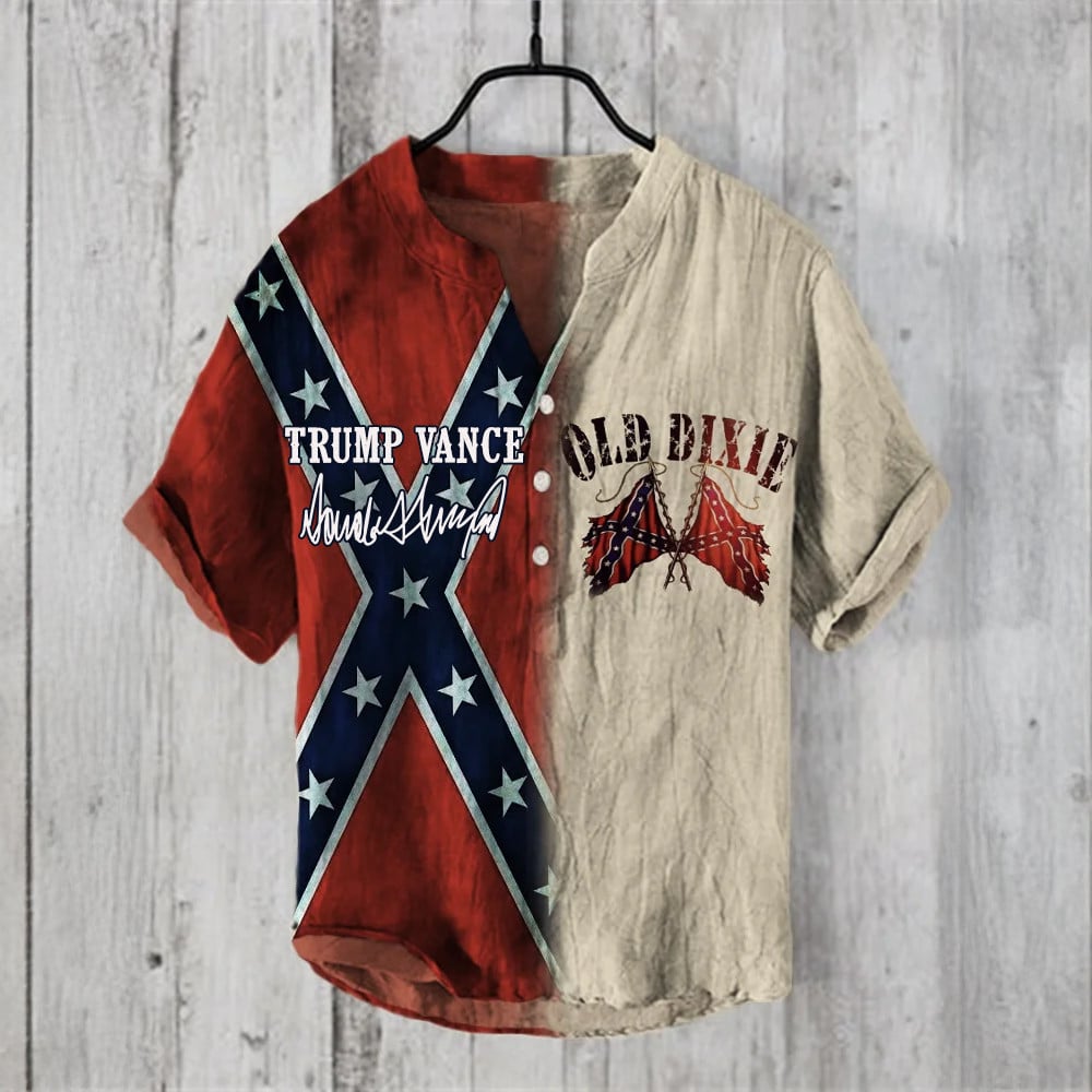 Trump Vance Make America Great Again Hawaiian Shirt Old Dixie Shirt Vintage Southern Pride Apparel