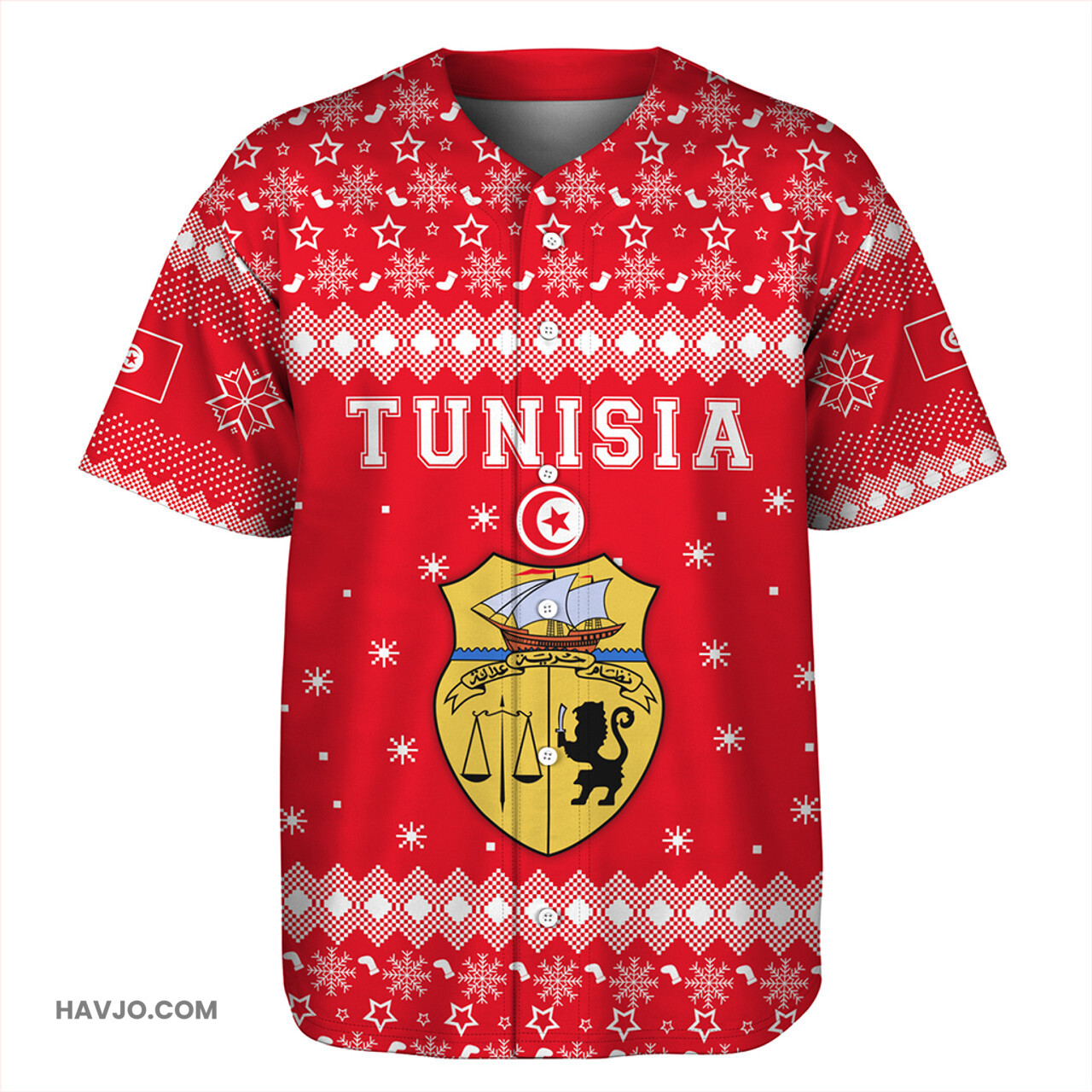 Tunisia Christmas Coat of Arms Baseball Jersey