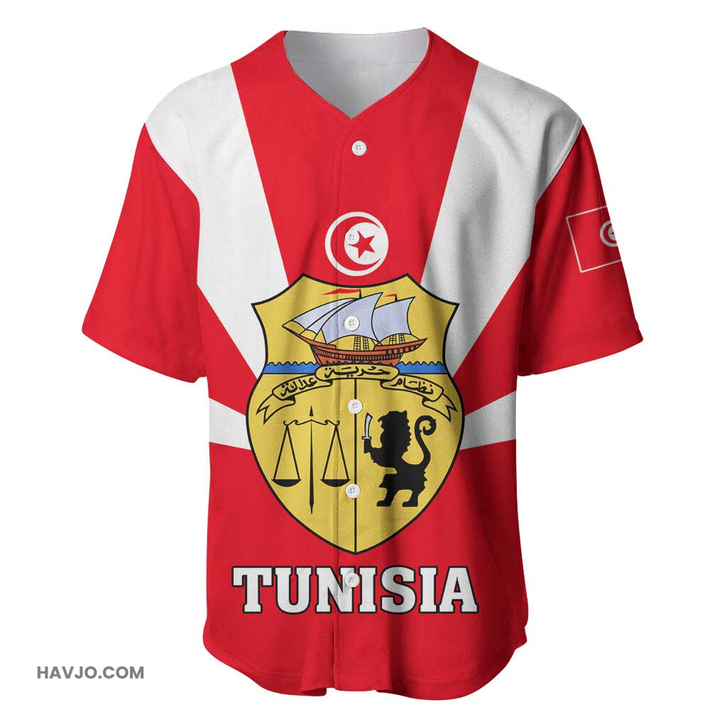 Tunisia Independence Day with Coat of Arms and Flag Style Baseball Jersey