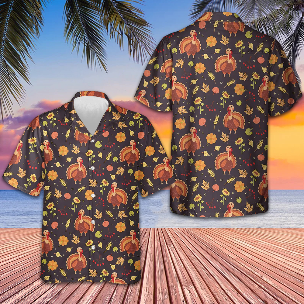 Turkey And Harvest Hawaiian Shirt 2024 Thanksgiving Gobble Shirt Gifts For Family