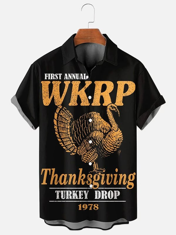 Turkey First Annual WKRP Hawaiian Shirt Thanksgiving Turkey Drop 1978 Funny Apparel Gift