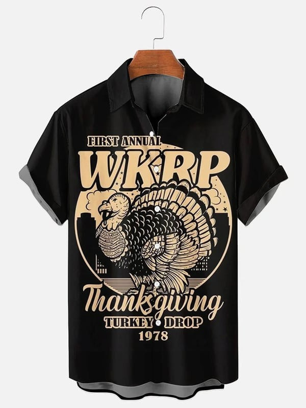 Turkey First Annual WKRP Hawaiian Shirt Thanksgiving Turkey Drop 1978 Funny Meme Clothing