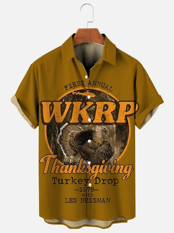 Turkey First Annual WKRP Hawaiian Shirt Thanksgiving Turkey Drop 1978 With Les Nessman Shirt