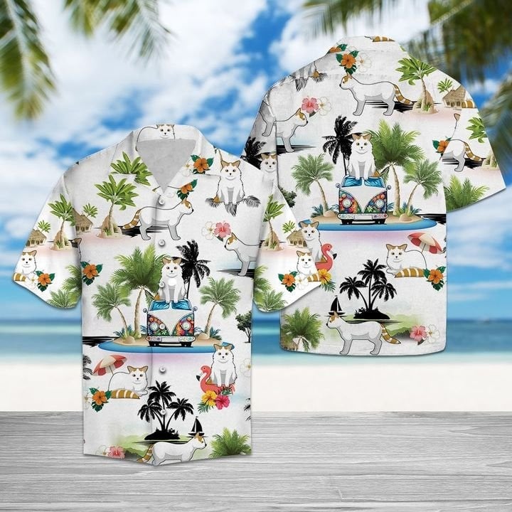 Turkish Van Vacation Hawaiian Shirt Summer Button Up Tropical Aloha Shirt