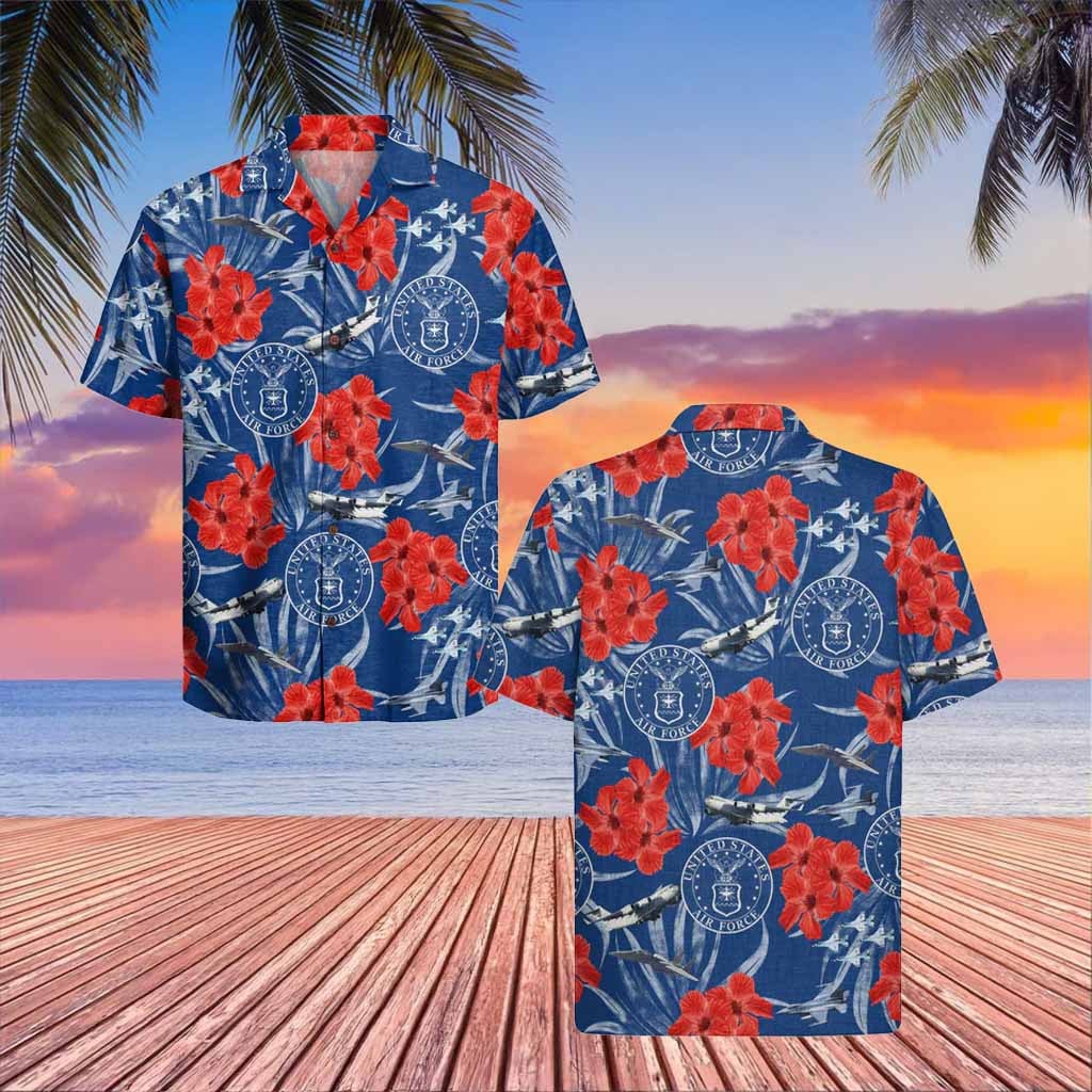 U.S Air Force Veteran Hawaiian Shirt Hibiscus Aloha Shirt Clothing Veterans Day 2026 Gifts