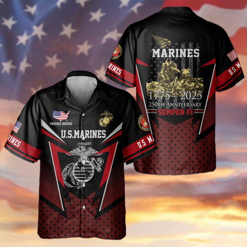 U.S Marine 250th Anniversary Hawaiian Shirt Aloha Shirt Best Gifts For Veteran