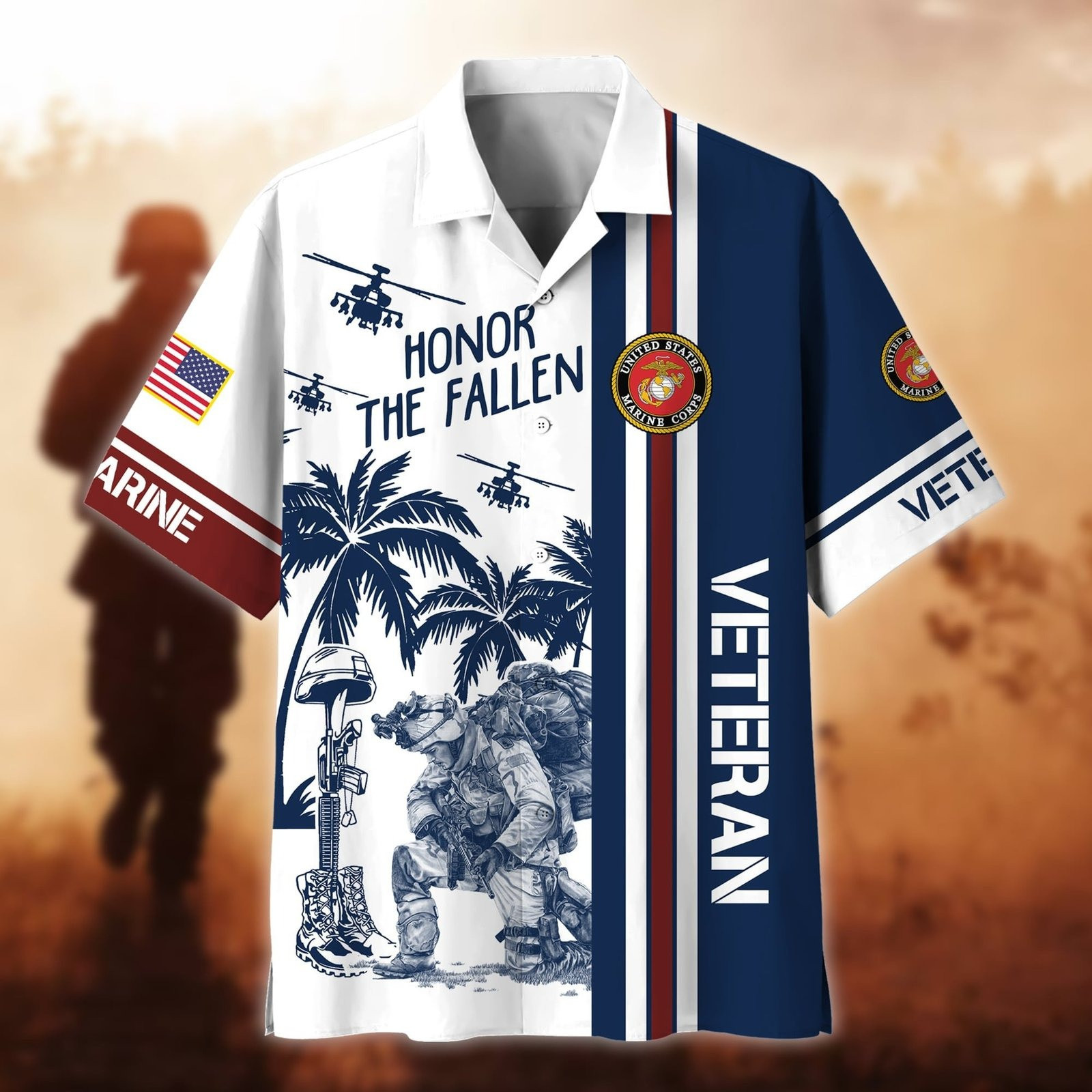 U.S Marines Honor The Fallen Hawaiian Shirt Veterans Day 2026 Gift Ideas For Mens