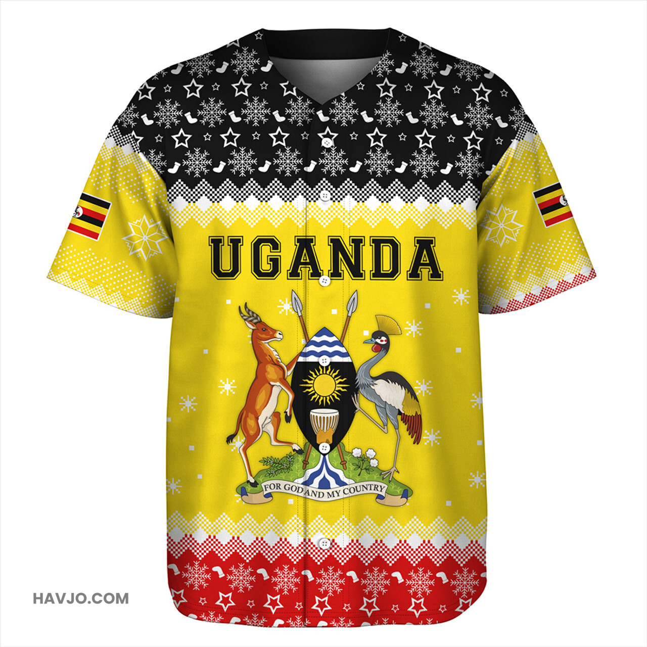 Uganda Christmas Coat of Arms Baseball Jersey