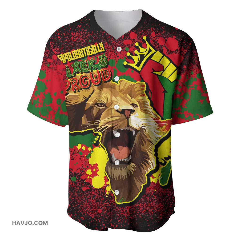 Unapologetically Black and Proud Africa Map with Lion Baseball Jersey