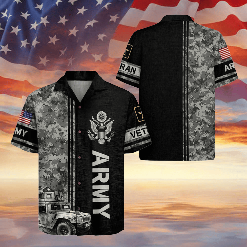 United States Army Veteran Camo Hawaiian Shirt Proud Apparel Unique Gifts For Veterans