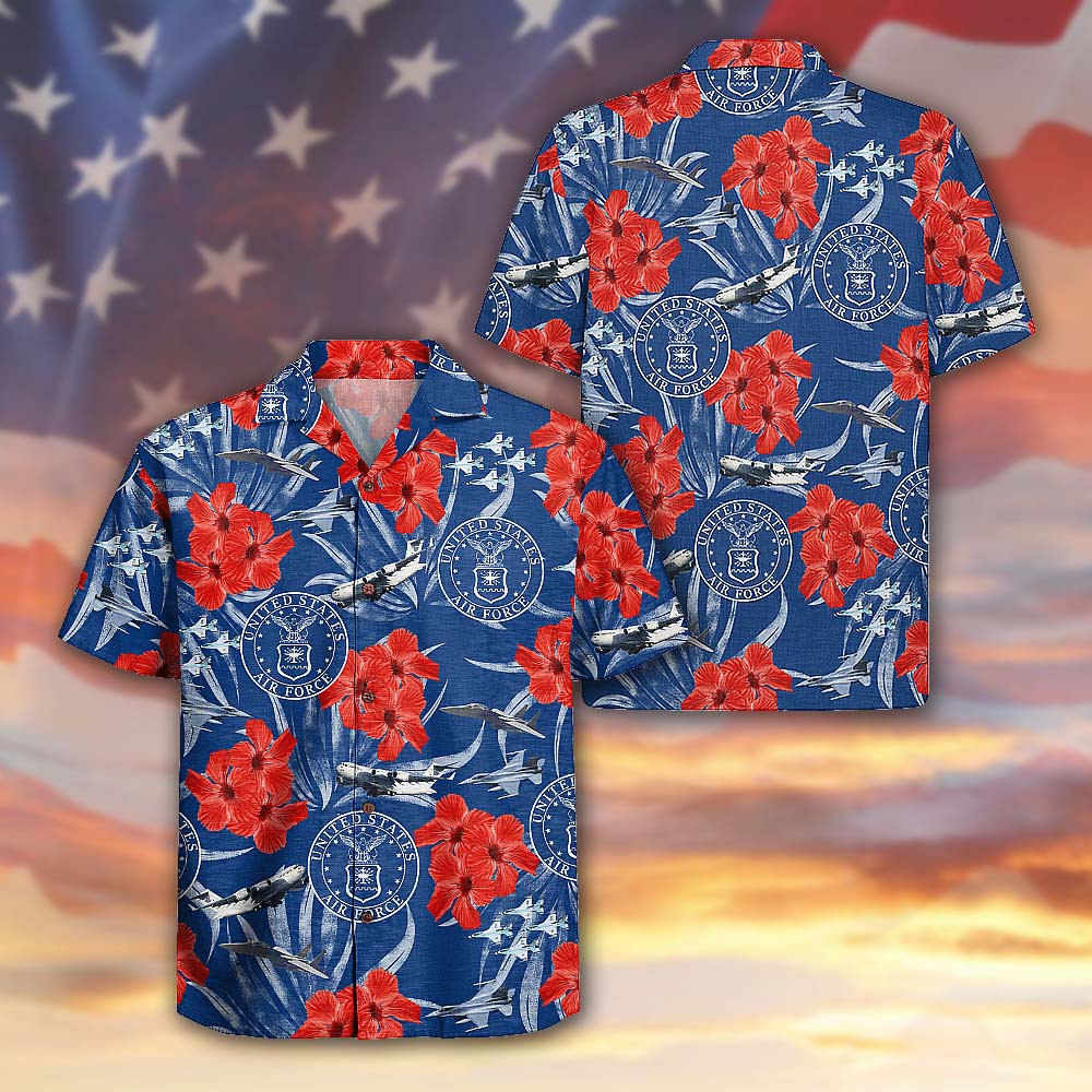 US Air Force 250th Years Of Service Hawaiian Shirt Military Aloha Beach Wear Patriotic Veteran Gift