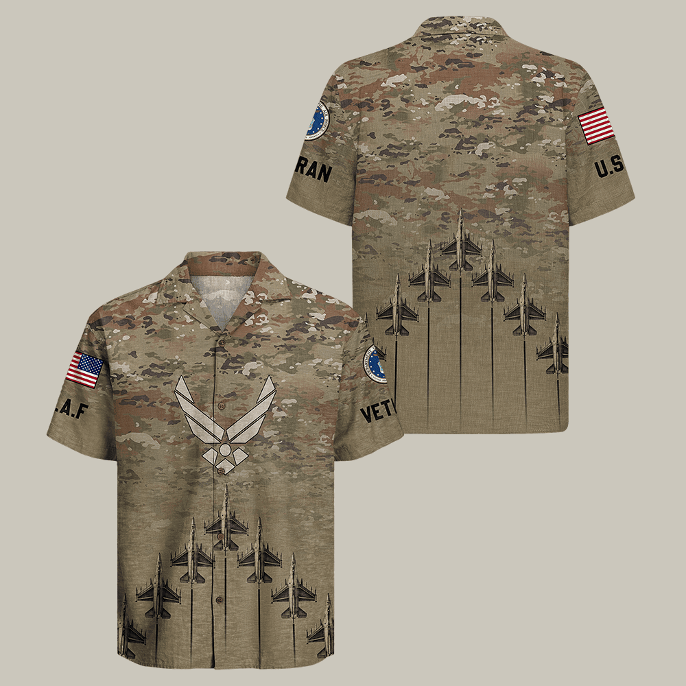 US Air Force Hawaiian Shirt Air Force Veteran Clothes Veteran Themed Gift For Him