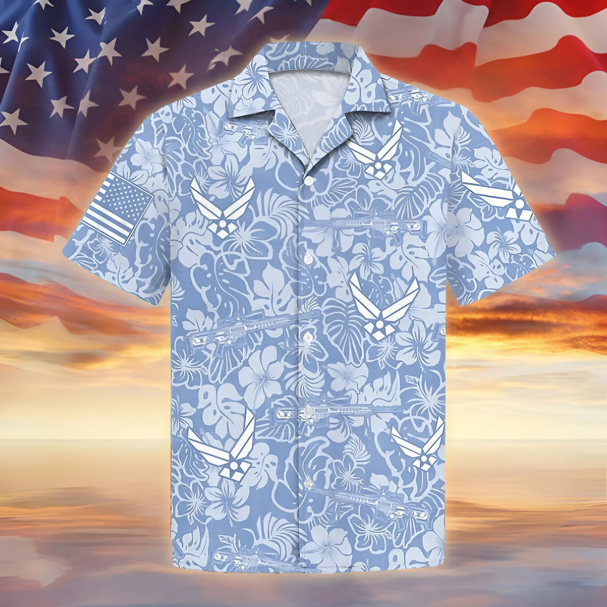 US Air Force Hawaiian Shirt Military Aloha Patriotic Airman Tropical Gift For Him
