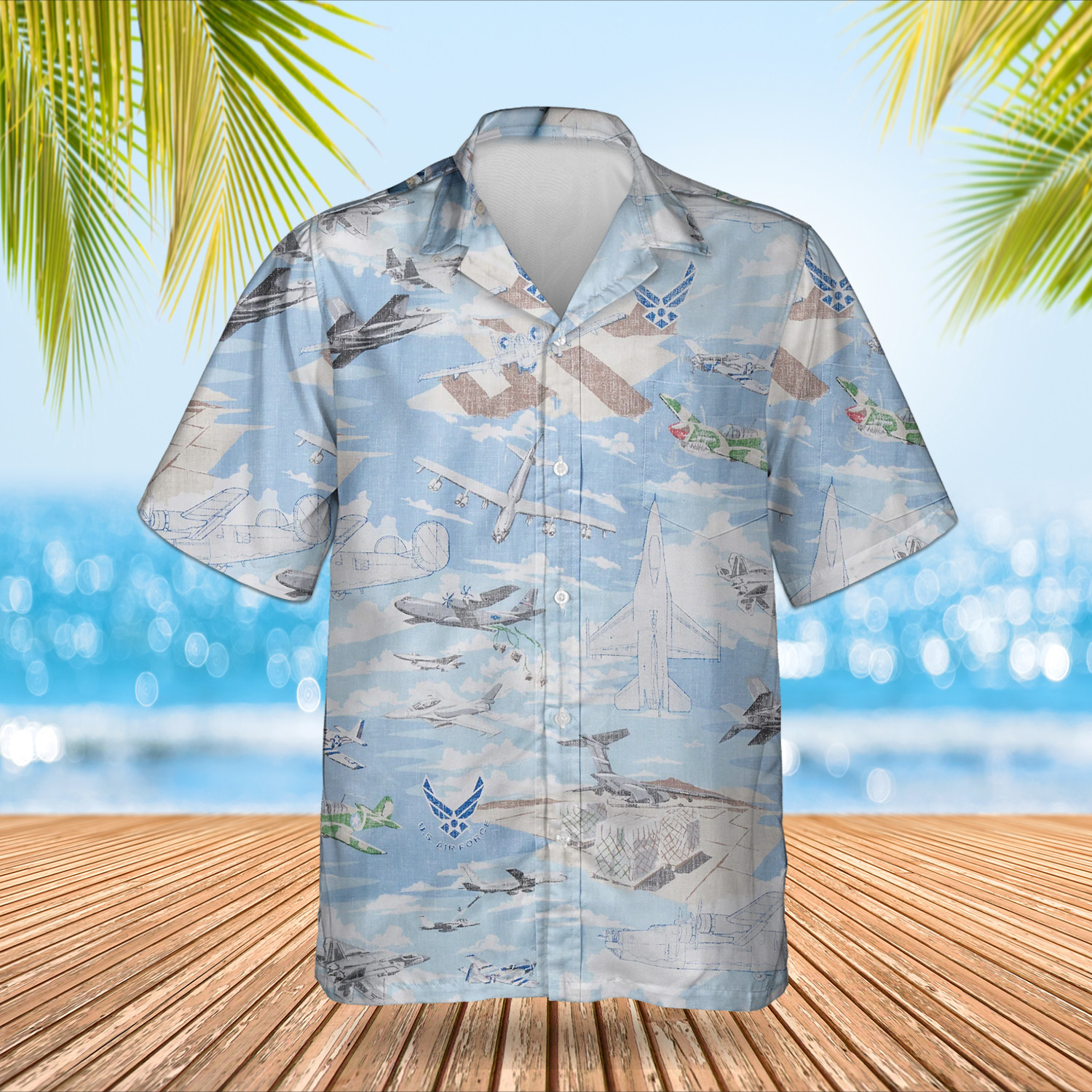 US Air Force Hawaiian Shirt Vintage Old Retro Aloha Shirt USAF Air Force Veteran Gifts