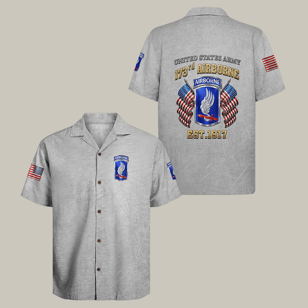 US Army 173rd Airborne Hawaiian Shirt 82nd Airborne Soldier Est 1917 Clothes Veteran Gift