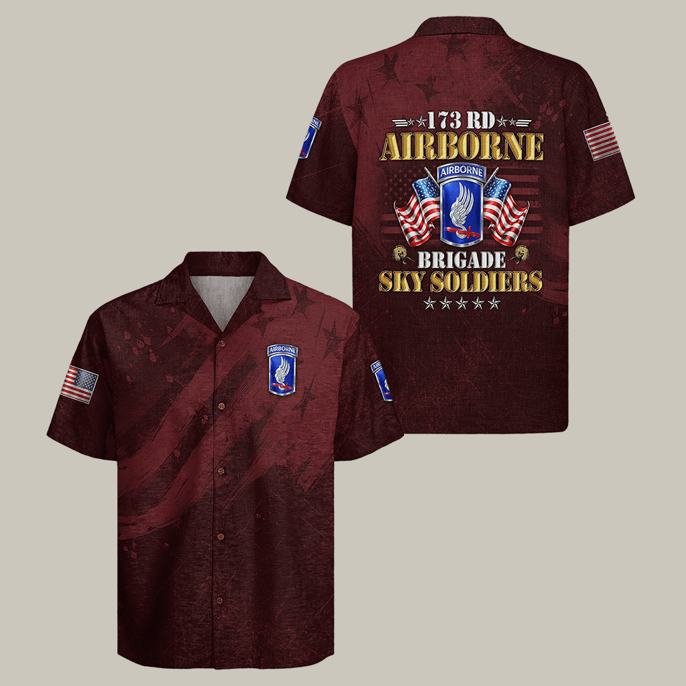 US Army 173rd Airborne Hawaiian Shirt Brigade Sky Soldiers Shirt Veteran Gift For Husband