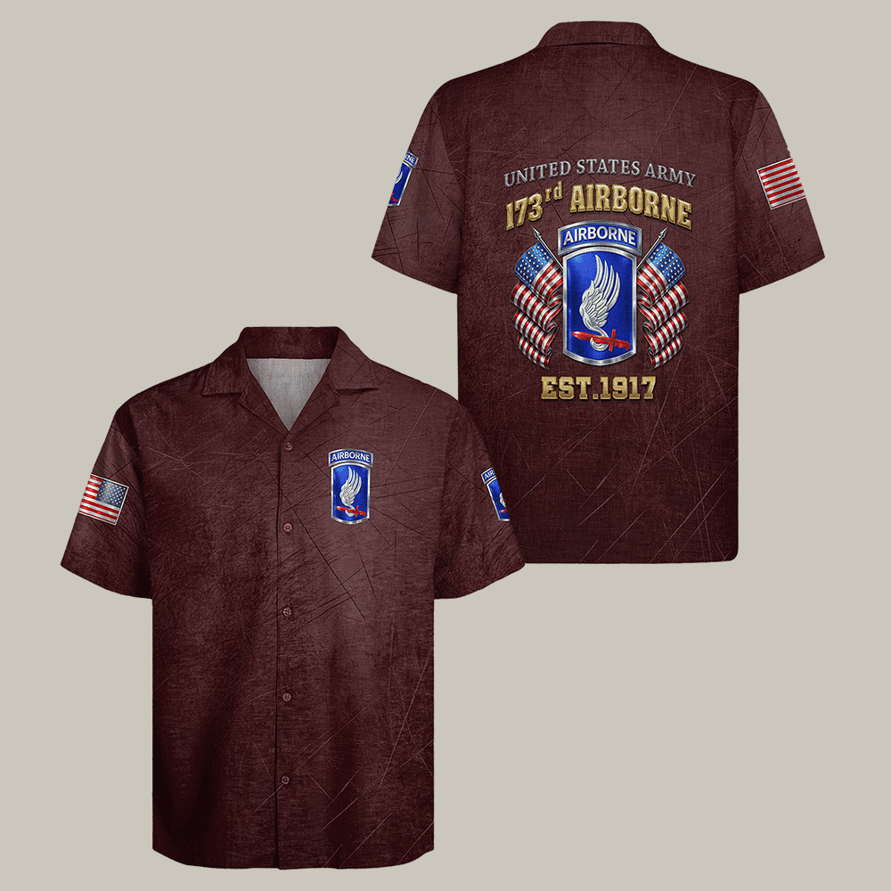 US Army 173rd Airborne Hawaiian Shirt Proud Army Veteran Clothes Gift Idea For Husband