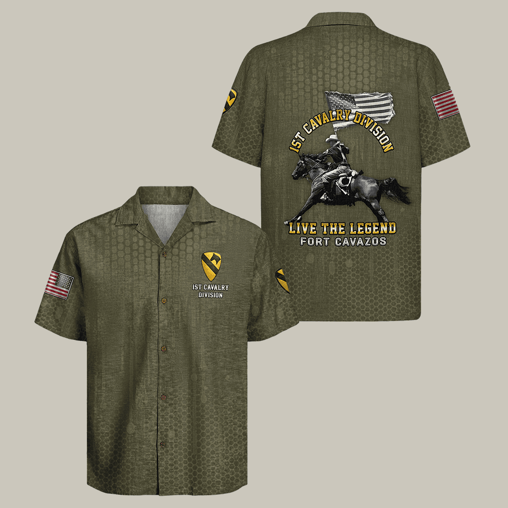 US Army 1st Cavalry Division Regiment Hawaiian Shirt 1st Cavalry Division Shirt Father Gift Idea