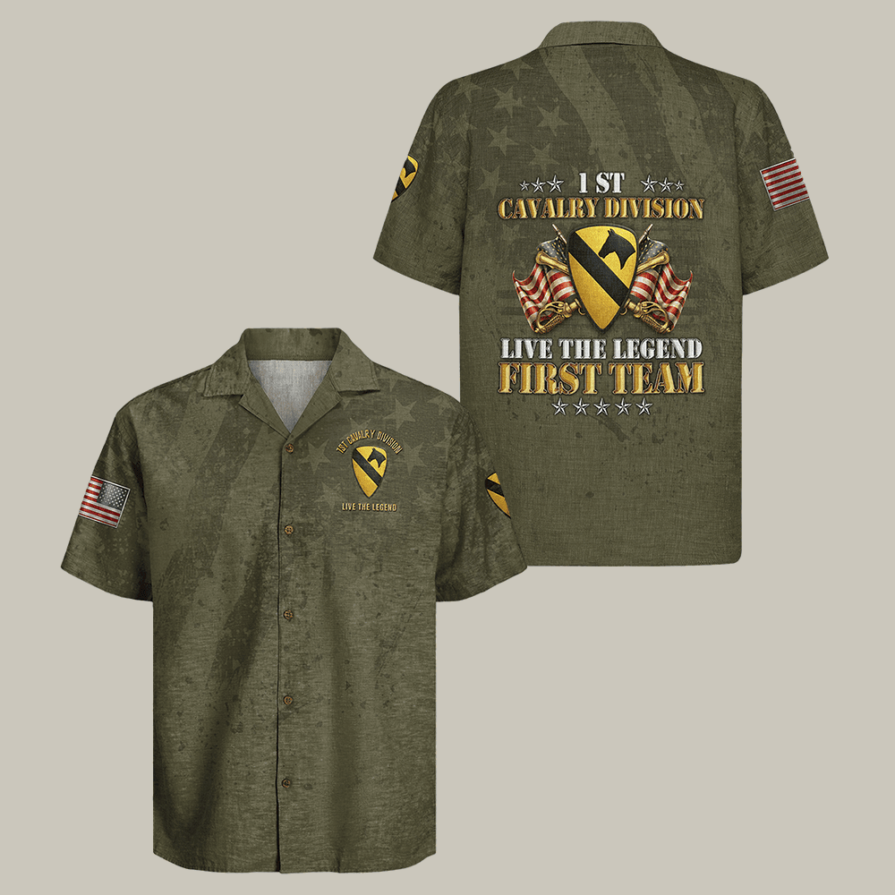 US Army 1st Cavalry Division Regiment Hawaiian Shirt Cavalry Retro Shirt Unique Veteran Gift