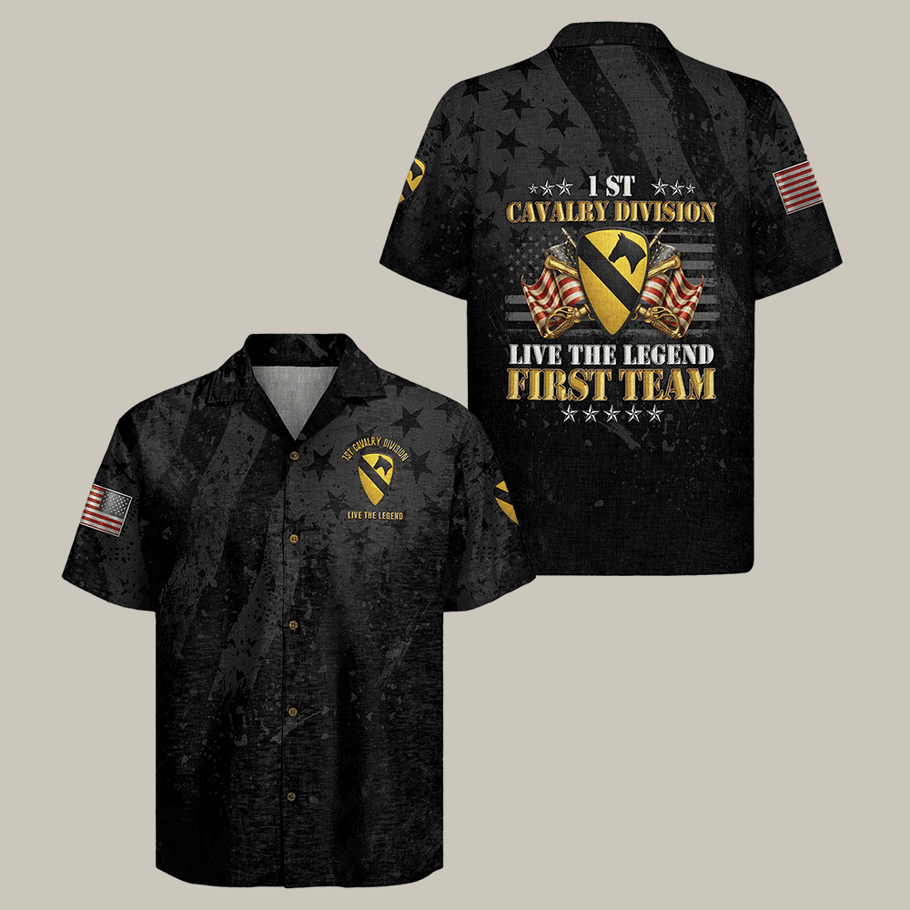 US Army 1st Cavalry Division Regiment Hawaiian Shirt Patriotic Military Shirt Gift For Him