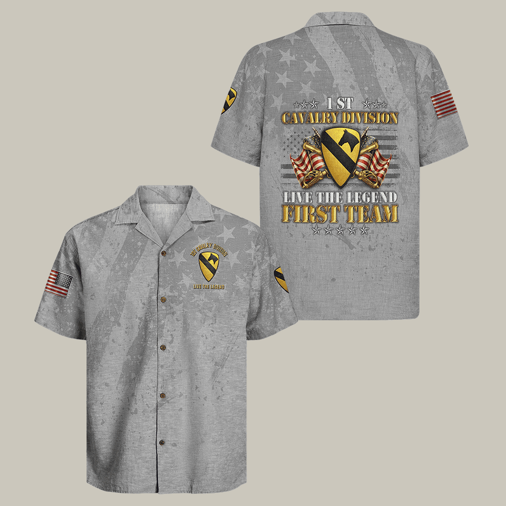 US Army 1st Cavalry Division Regiment Hawaiian Shirt Tactical Military Aesthetic 2026 Shirt