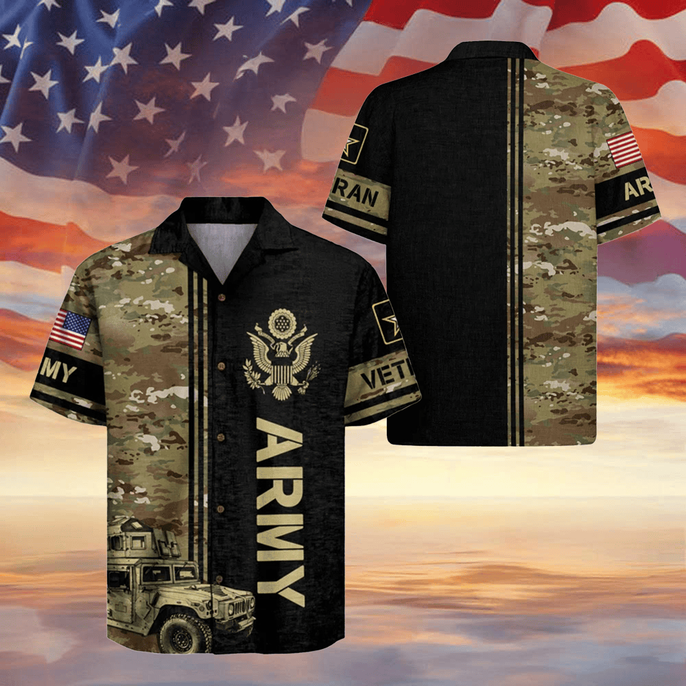 US Army 250Th Anniversary Camo Hawaiian Shirt Veteran Apparel Retirement Gift Army