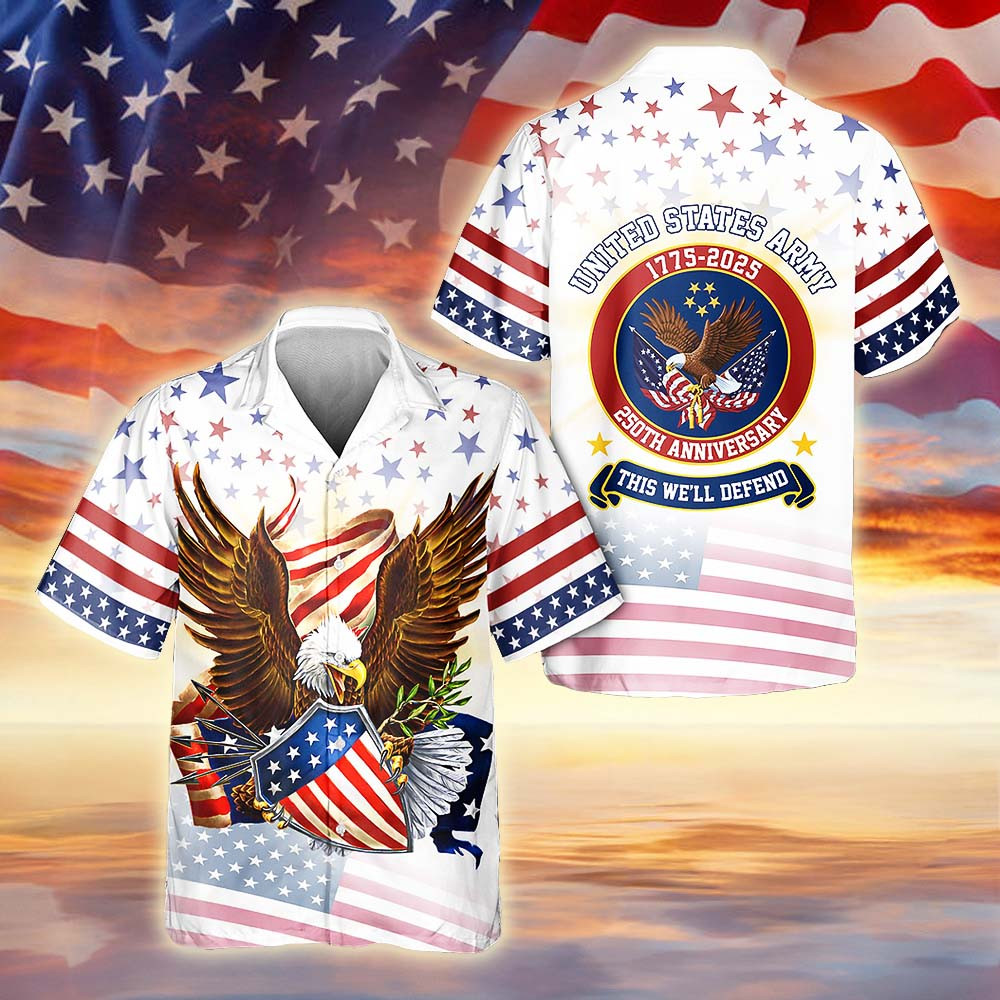 US Army 250th Anniversary Hawaiian Shirt Military Appreciation Support Our Veterans Gift Ideas