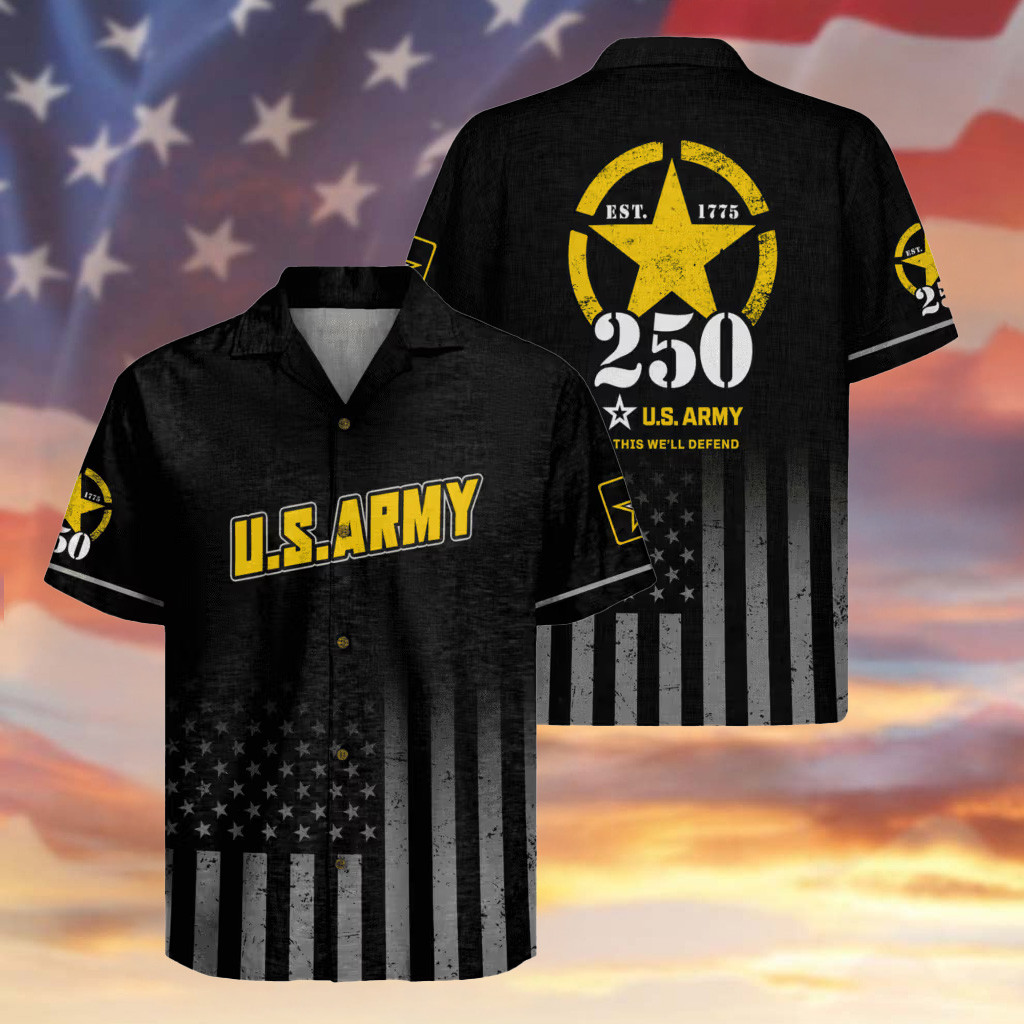 US Army 250th Anniversary Hawaiian Shirt Military Honor Clothing Gifts For Veteran Dad