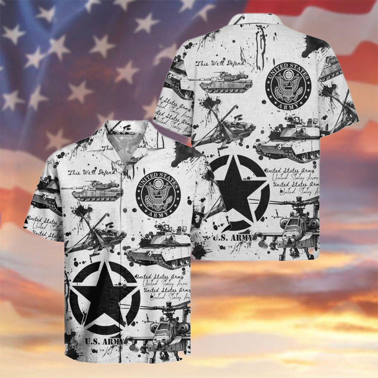 US Army 250th Anniversary Hawaiian Shirt Tank And Aircraft Apparel Best Gifts For Veterans