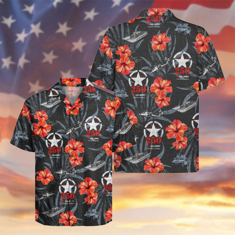 US Army 250th Anniversary Hawaiian Shirt Tropical Clothes Gifts For Veteran Dad