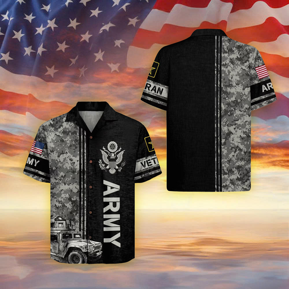 US ARMY 250Th Years Of Service Camo Hawaiian Shirt Proud Military Apparel Army Veteran Gift