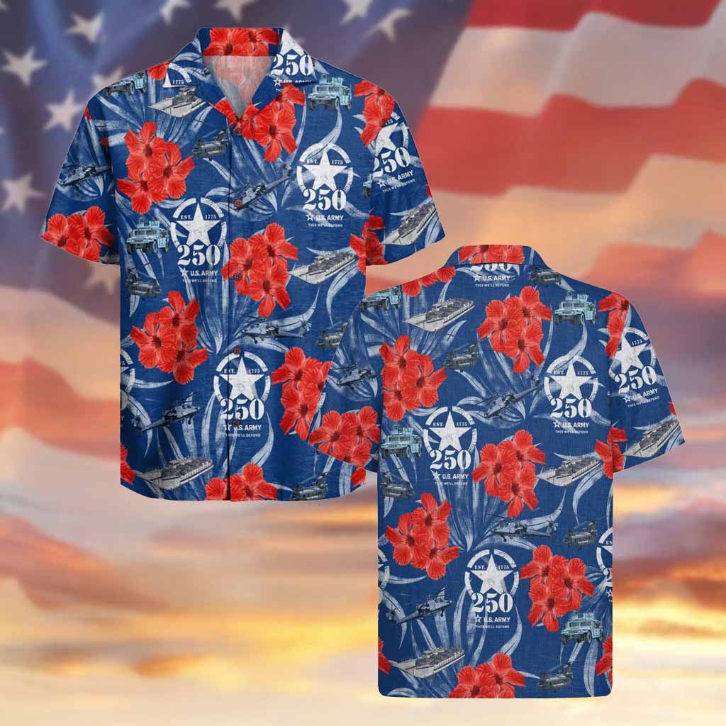 US Army 250Th Years Of Service Hawaiian Shirt Army Veteran Day Military Gift For Him